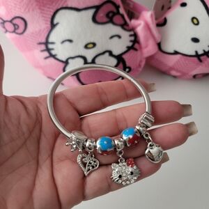 Sanrio Hello Kitty Y2K Bracelets Charm  Anime Kawaii Silver Rhinestone Jewelry
